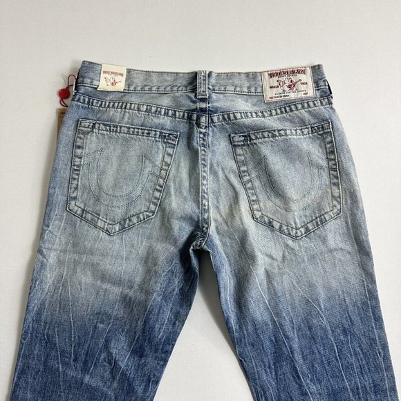 TRUE RELIGION BRAND JEANS SKINNY No FLAP Light Wash Distressed Mens Size 36 $229 - Picture 3 of 12